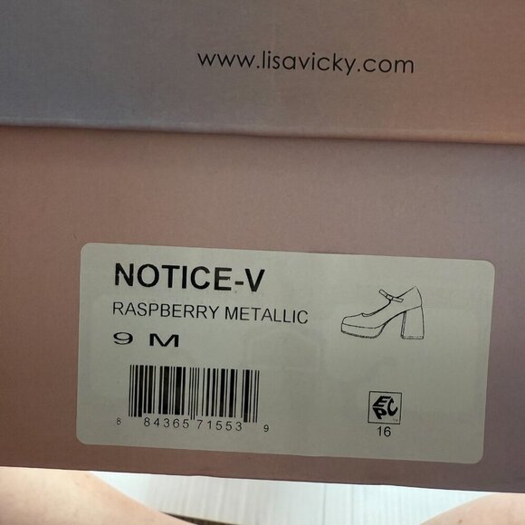 Lisa Vicky Shoes Womens Size 9 Platform Mary Jane Heels NOTICE-V Raspberry Metal - Picture 3 of 12